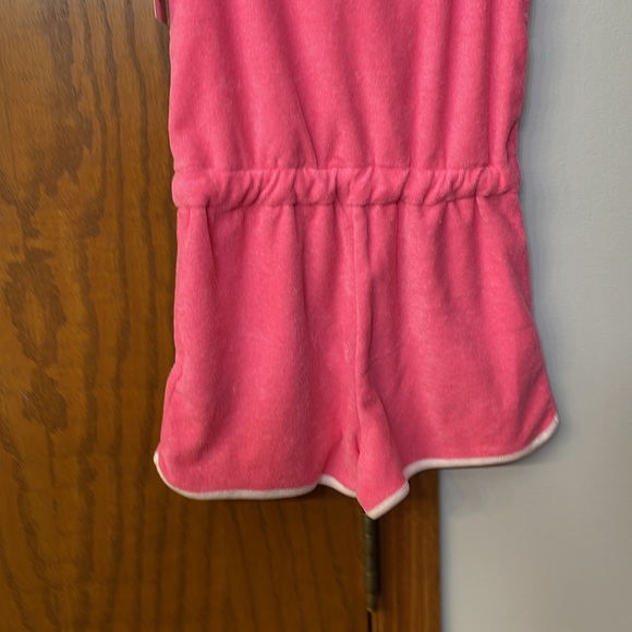 CARTERS NWT Girls Size 7 Pink Terry Romper Swim Cover up drawstring white trim - Picture 7 of 9